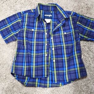 Wrangler Kids Green and Blue Plaid Shirt